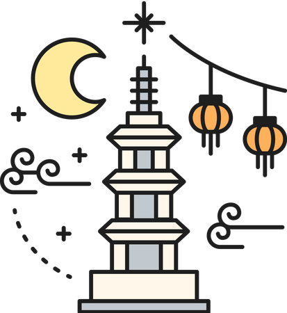 Torre de piedra budista  Ilustración