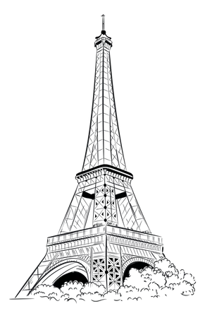 Cautivante Ilustracion Dibujada A Mano De La Torre Eiffel Ilustración