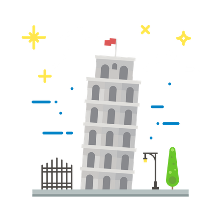 Torre inclinada de Pisa  Ilustração