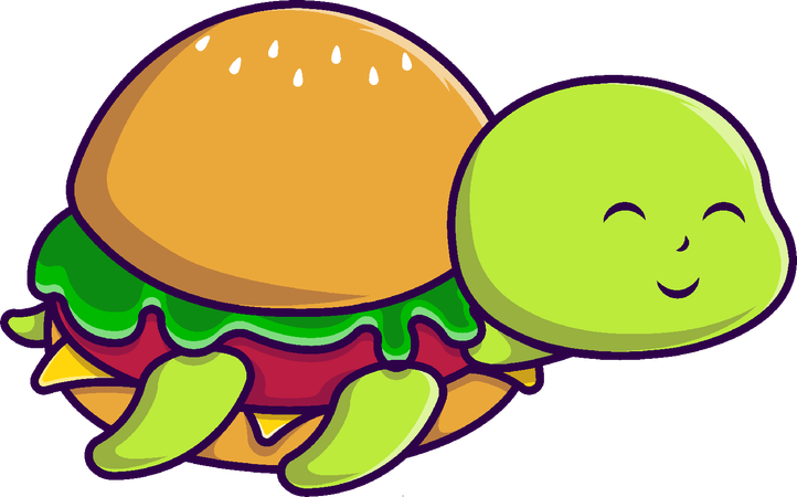 Hamburger aux tortues  Illustration