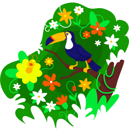 Toucan in foliage Illustration