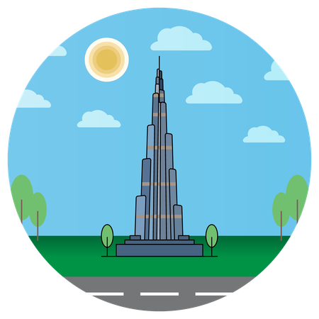 Tour Burj Khalifa Dubaï ÉMIRATS ARABES UNIS  Illustration