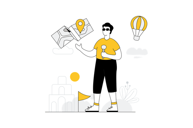 Tour Guide and Map  Illustration