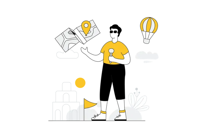 Tour Guide and Map  Illustration