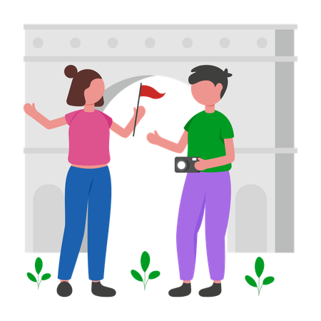 Tour Guide giving tour  Illustration