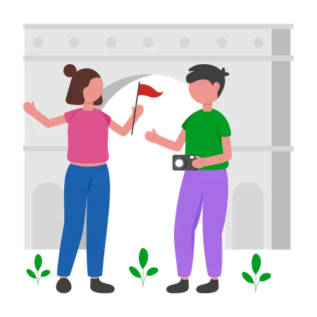 Tour Guide giving tour  Illustration