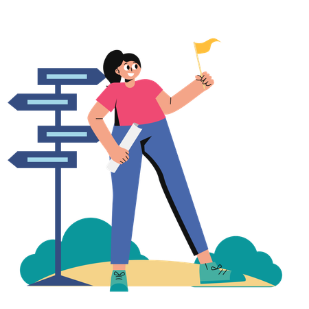 Tour Guide showing path  Illustration