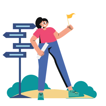 Tour Guide showing path  Illustration