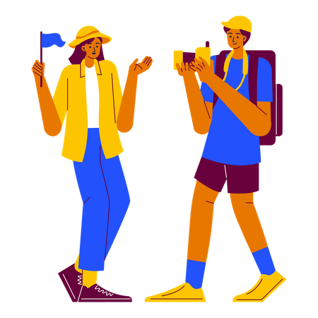 Tour guide with tourist  Illustration