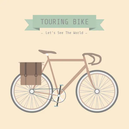 Vintage Touring Bicycle Pastel Style Illustration