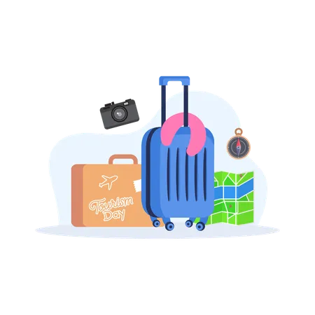 World Tourism Day Flat Illustration In This Design You Can See How Technology Connect To Each Other Each File Comes With A Project In Which You Can Easily Change Colors And More Illustration