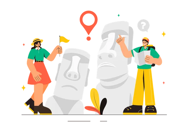 Tourist and tour guide  Illustration