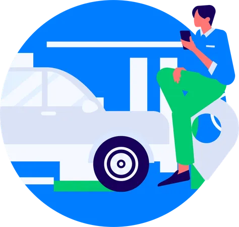 Tourist booking taxi  Illustration
