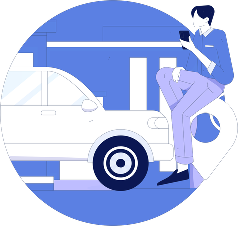 Tourist booking taxi  Illustration