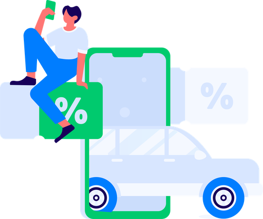 Tourist booking taxi  Illustration