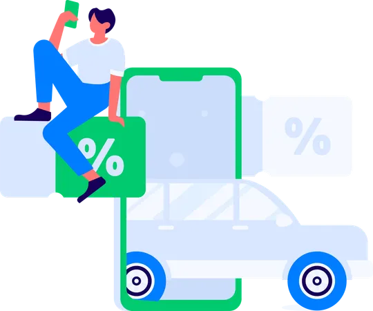 Tourist booking taxi  Illustration