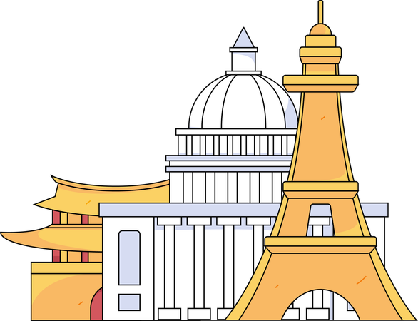 Tourist buildings  Illustration