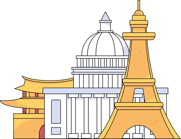 Tourist buildings  Illustration