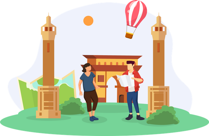 Tourist couple  Illustration