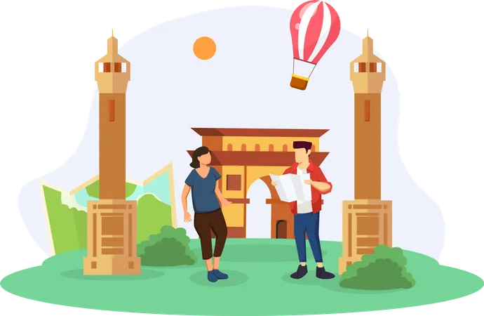 Tourist couple  Illustration