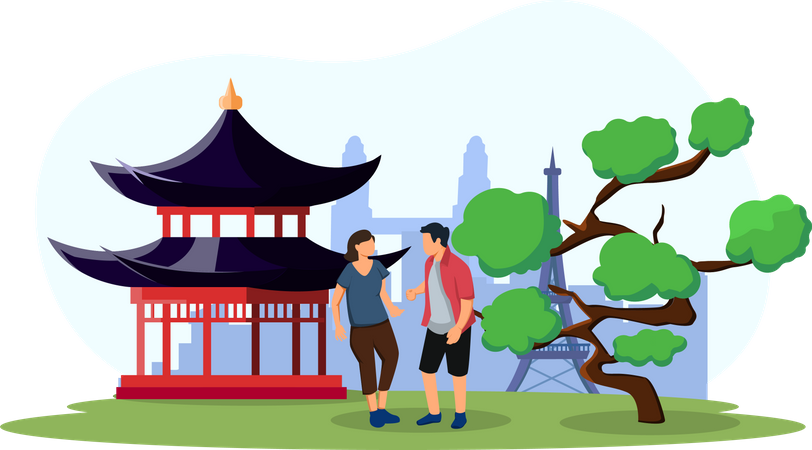 Tourist couple  Illustration