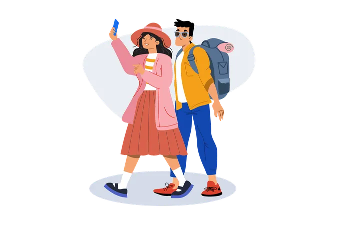 Tourist Couple on tour  Illustration