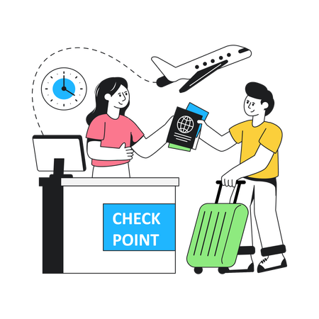 Tourist Document Checkpointv  Illustration