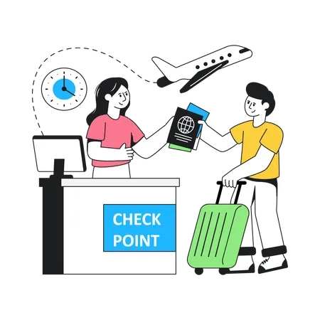 Tourist Document Checkpointv  Illustration