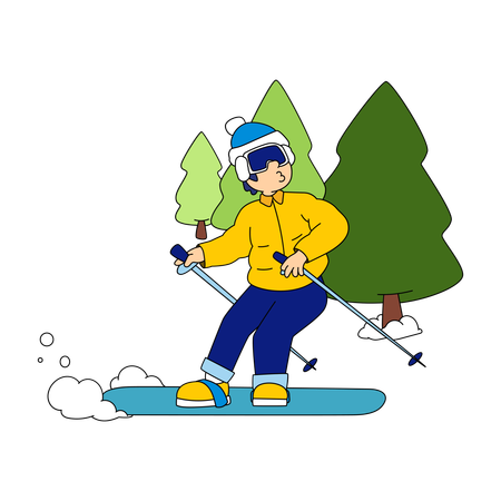 Tourist doing ice skating  Illustration