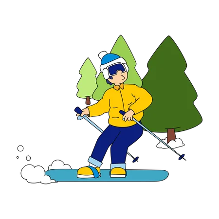 Tourist doing ice skating  Illustration