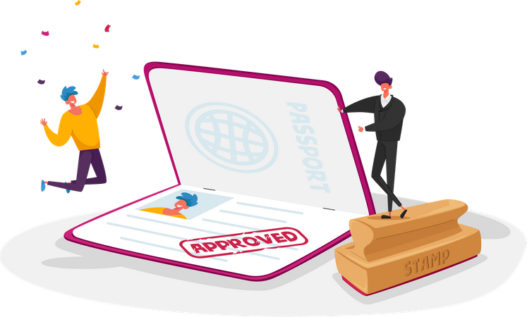 Tourist Get Permission for Traveling  Illustration