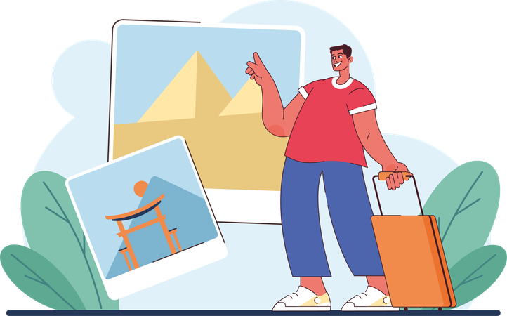 Tourist goes on business travel  Illustration