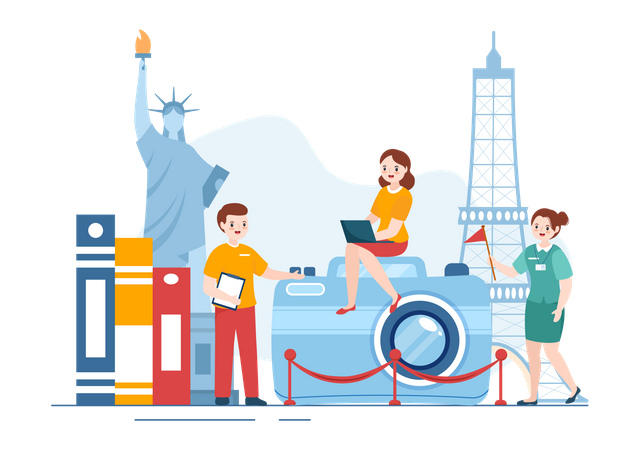 Tourist guide waiting for tourist Illustration