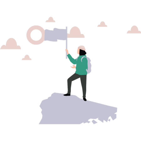 Tourist holding a flag  Illustration