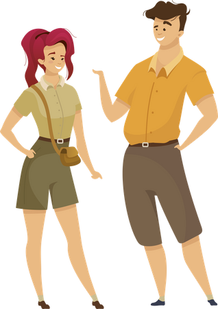 Tourist in khaki uniform  Illustration