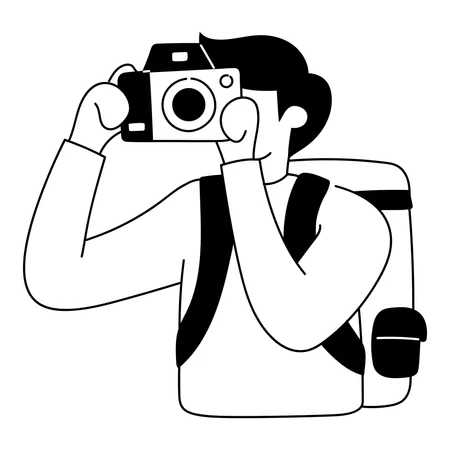 Tourist is clicking pictures on camp  Illustration