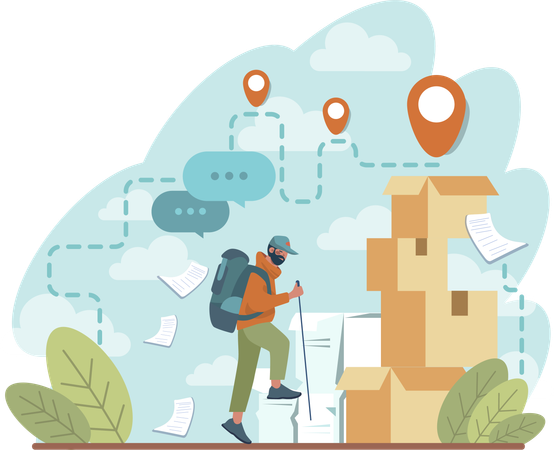 Tourist is finding new place  Illustration