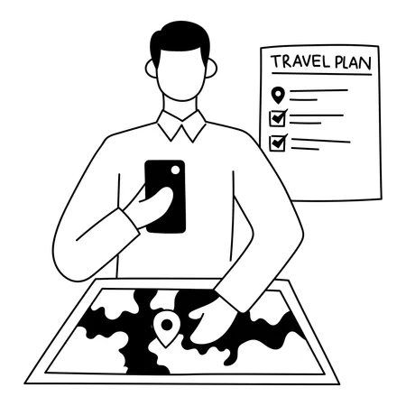 Tourist is preparing travel plan  Illustration