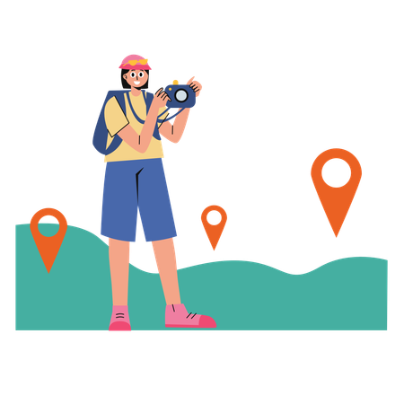 Tourist Klick Natur Fotos  Illustration