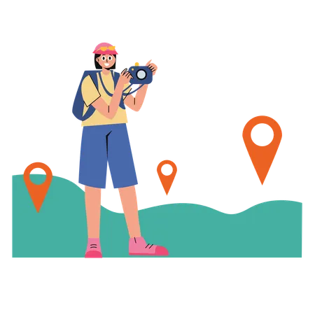Tourist Klick Natur Fotos  Illustration