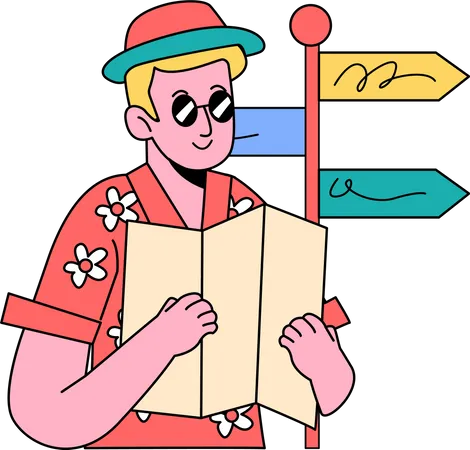 Tourist looking for direction  Illustration