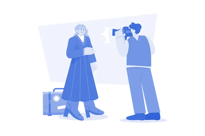 Tourist man taking photo of woman  Illustration