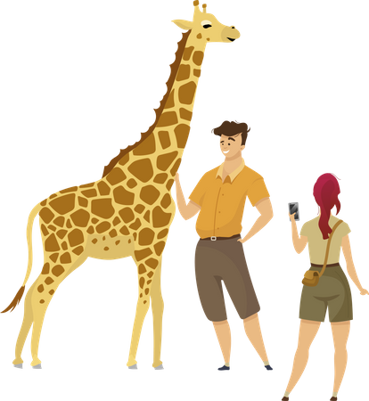 Tourist mit Giraffe  Illustration