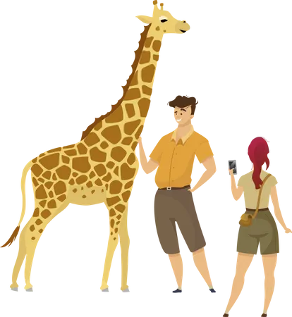 Tourist mit Giraffe  Illustration