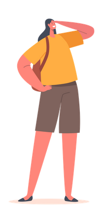 Tourist mit Rucksack auf der Suche nach etwas  Illustration