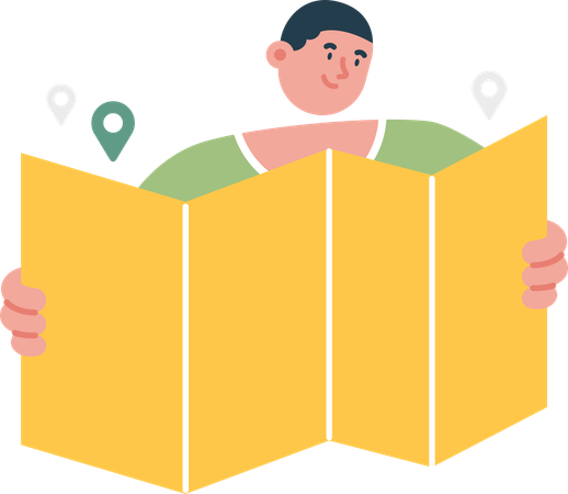 Tourist reading map  Illustration