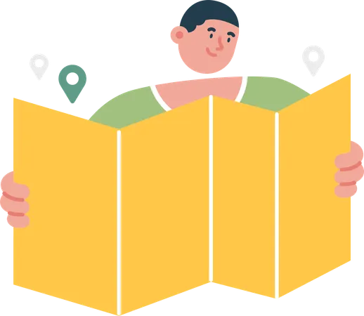 Tourist reading map  Illustration