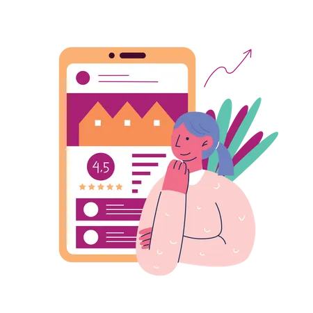 Showcasing An Illustration Of A User Reading Reviews From Fellow Travelers About Specific Destinations Or Travel Services Within The App Illustration