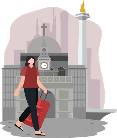 Tourist Travelling  Illustration