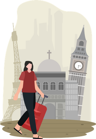 Tourist Travelling  Illustration